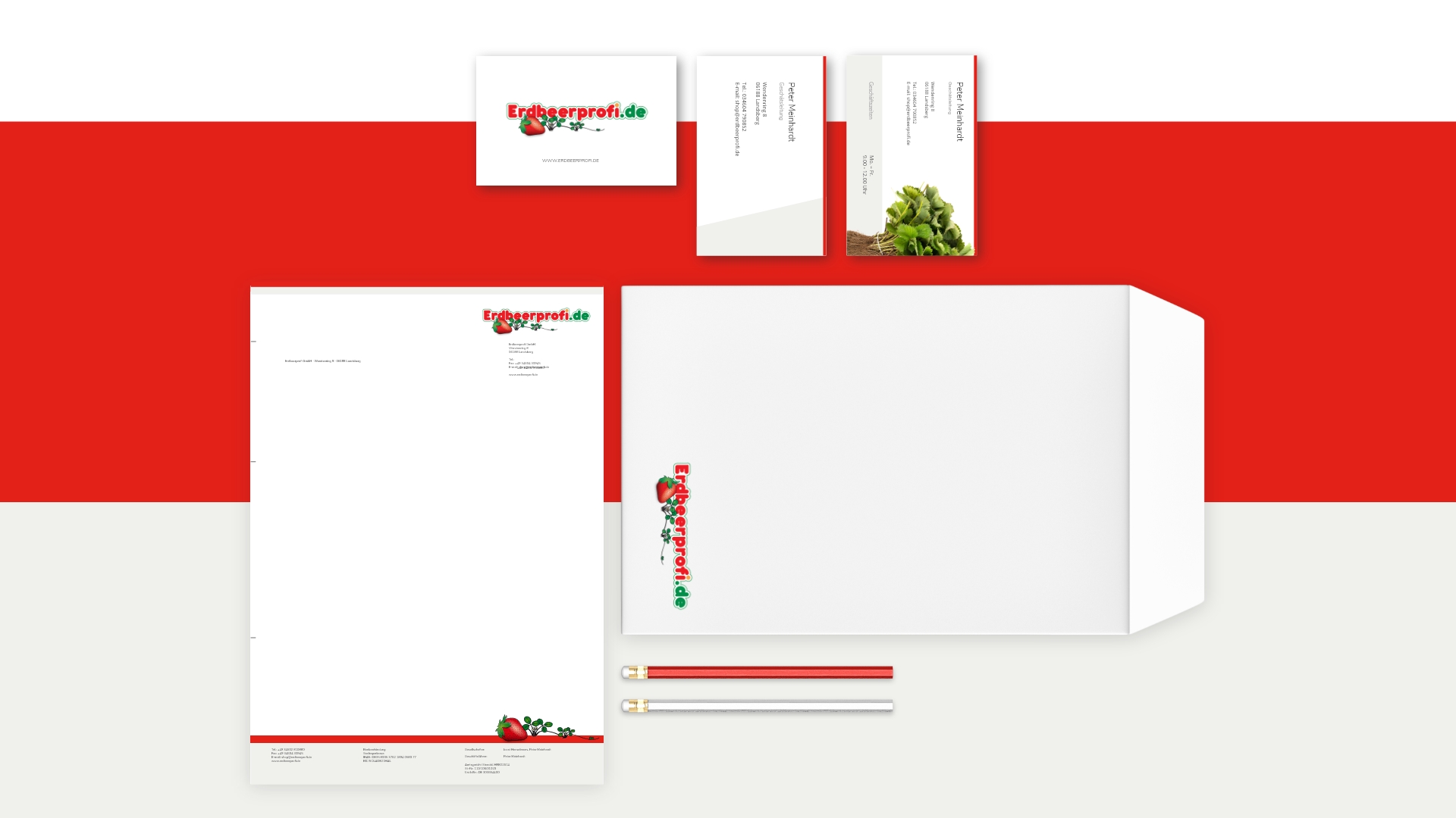 Geschäftspapiere mit Erdbeerprofi Branding