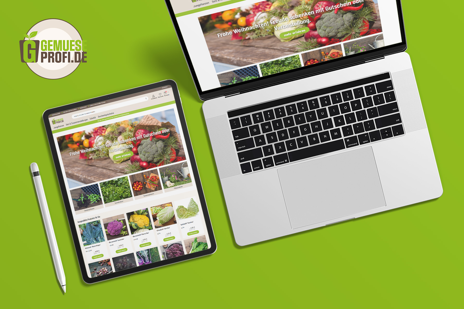 Gemüseprofi Webseite auf Laptop und Tablet