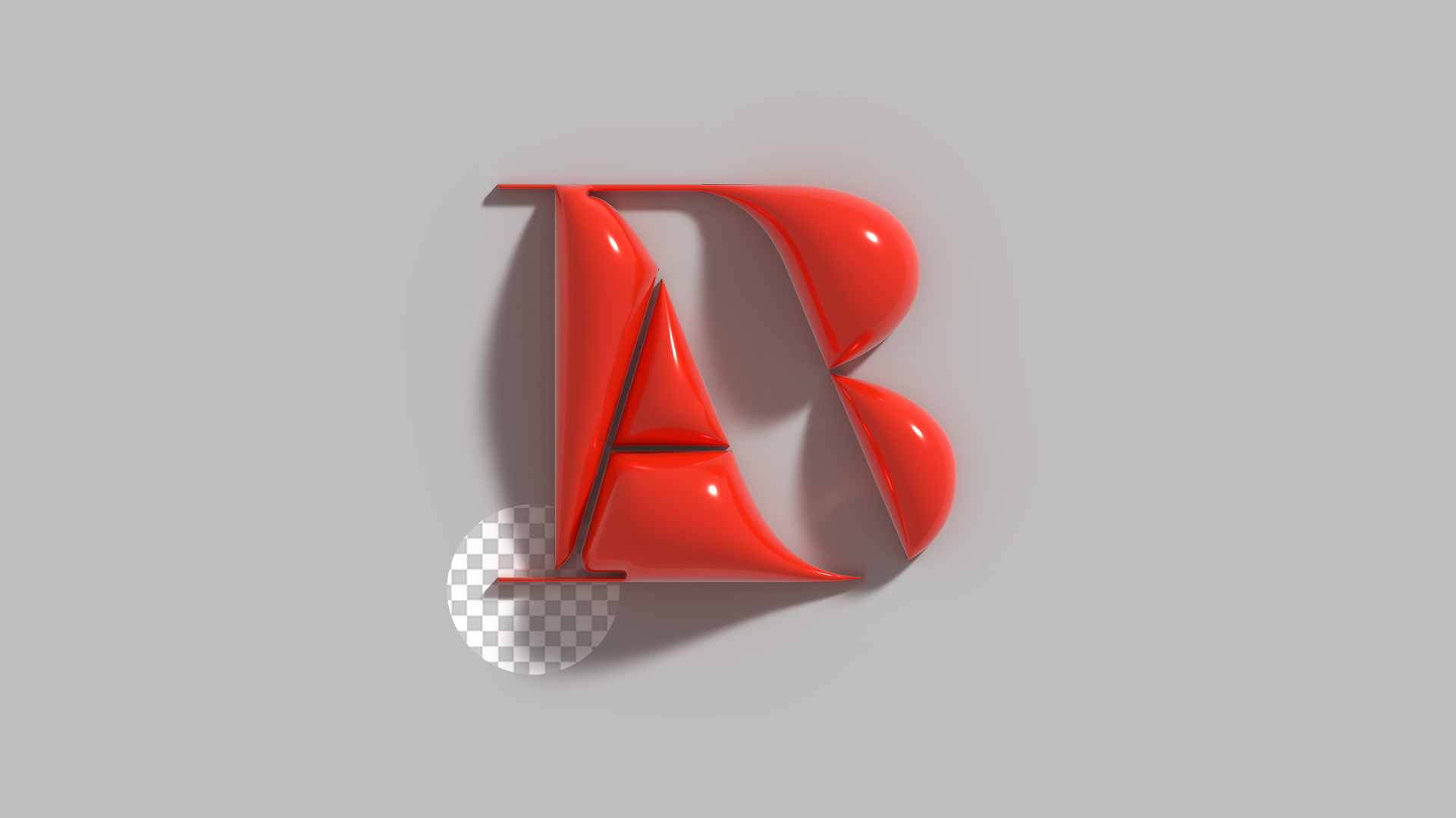 3D-Animation eines Logos auf grauem Hintergrund