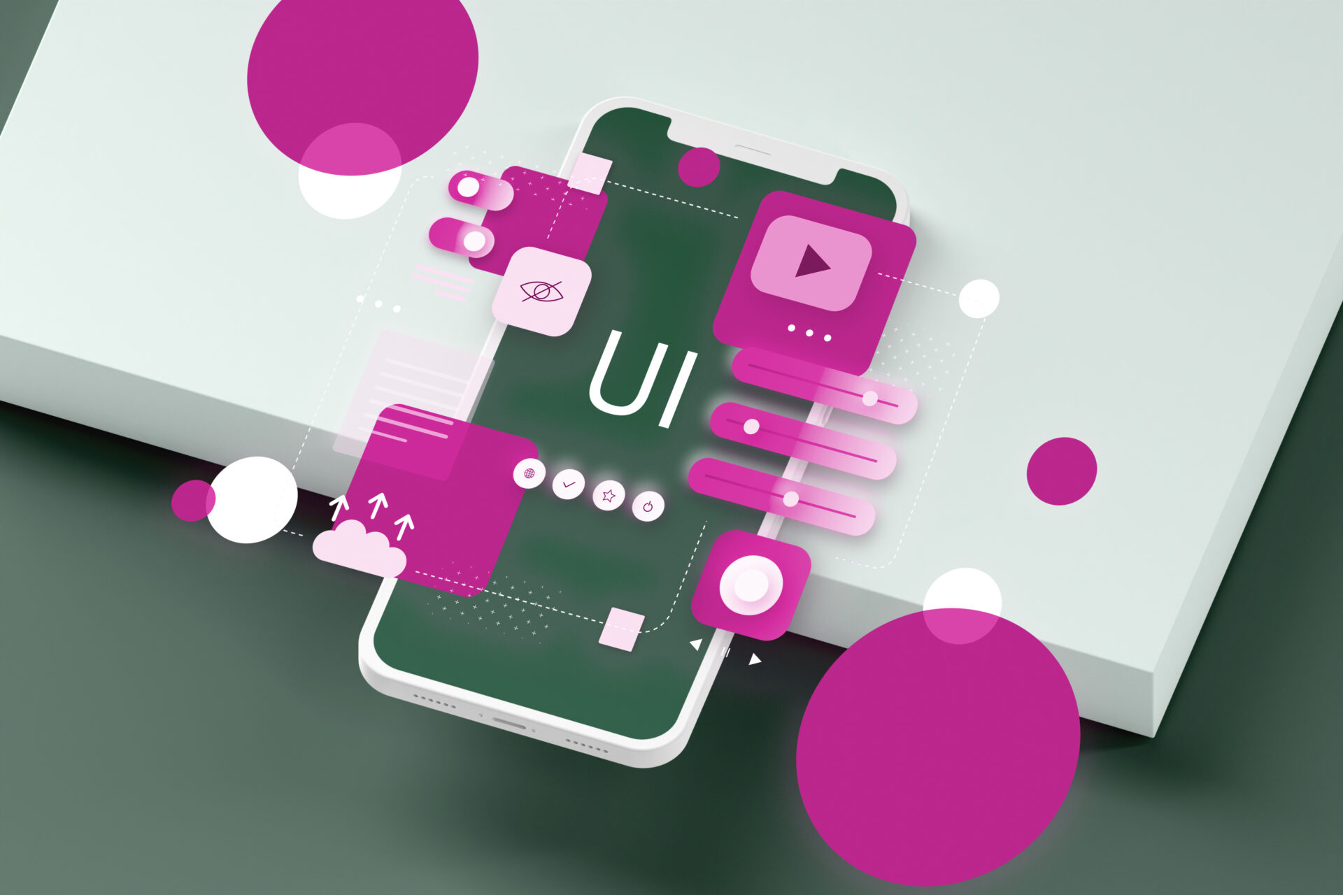 Smartphone mit UI-Design-Elementen